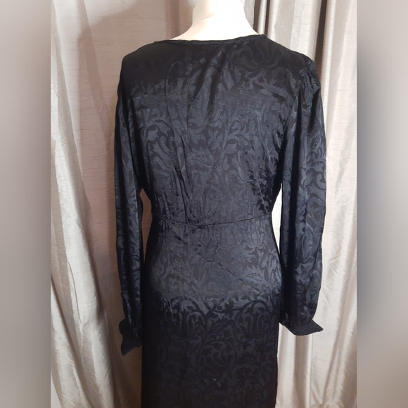 Black satiny long sleeve maxi dress UK 12 Joe Browns Goth Whimsigoth Halloween - Picture 7 of 13